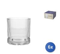 6x H&H Confezioni 4 bicchieri Lenox in vetro rigato cl 36