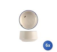 6x H&H Coppetta Rye in porcellana bianca con bordo blu cm 10