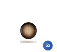 6x H&H Piatto Eclipse in porcellana decorata a rilievo dalle tonalità marroni