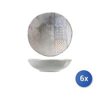 6x H&H Piatto Fondo In Stoneware Malaga Cm20, Grigio
