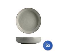6x H&H Piatto fondo Pearl in porcellana colore grigio cm 19