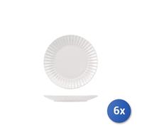 6x H&H Piatto frutta Lotus in stoneware bianco cm 21