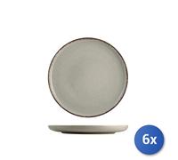 6x H&H Piatto frutta Pearl in porcellana colore grigio cm 19
