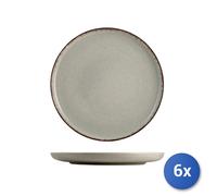 6x H&H Piatto piano Pearl in porcellana colore grigio cm 27