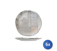 6x H&H Piatto Stoneware Malaga Frutta Cm20, Grigio