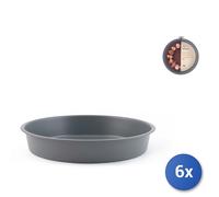 6x H&H Tortiere Deli Chef in alluminio con rivestimento antiaderente grigio cm.