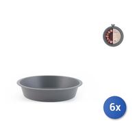 6x H&H Tortiere lisce Deli Chef in alluminio con rivestimento antiaderente cm.