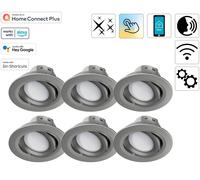 6x Hama Wifi LED Faretto da Incasso 5W/32W Nichel WLAN Lampadina App-Steuerung