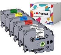 6x Hehua Nastri Ricambio per Brother Tze 12mm 0.47 P-Touch 12mm TZe231 TZe131 TZe431 TZe531 TZe631 TZe731 Laminati, Compatibili per P-touch H105 H107B 1010 D200 1280 101c H100r