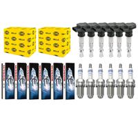 6x Hella Bobina + 6x Bosch Candela Super 4 per BMW 5er E34 520i 24V 525i