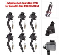 6x Ignition Coil +Spark Plug UF741 Per Mercedes-Benz C300 C350 E350 Y1 Y0