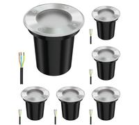 6x Lampada da incasso a pavimento BOLI per esterni IP67 in acciaio inox rotonda