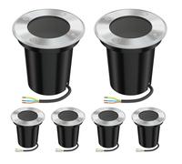 6x Lampada da incasso a pavimento BOLI per esterni IP67 in acciaio inox rotonda