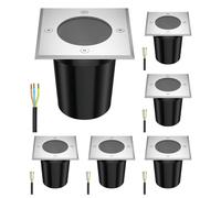 6x Lampada da incasso a pavimento RELI per esterni IP67 in acciaio inox quadrato