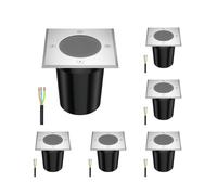 6x Lampada da incasso a pavimento RELI per esterni IP67 in acciaio inox quadrato
