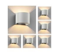 6x lampada da parete RUNEL per esterni IP65 Up-/Downlight bianco opaco rotondo