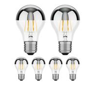 ledscom.de 6 pezzi E27 lampadina LED, A60, bianco caldo (2700 K), 6 W, 667lm, testa a specchio (argento)