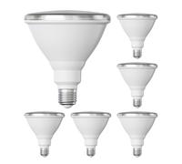 ledscom.de 6x lampadine LED E27, PAR38 collo corto, bianco (4000 K), 14,9 W, 1395lm, 41°, specchio riflettore (argento)