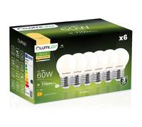 6x Lampadina LED E27 Sfera P45 7W = 60W 806lm 3000K Calda 360° FILAMENT LUMILED