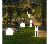 6x LED solare luci decorative SET plug-in terra spike palla lampada giardino sentiero illuminazione in acciaio inox