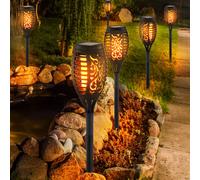 Set Di 6 Lampade A Fackela Solari LED Da Giardino Decorazione Effetto Fuoco