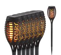 6x LED solare torcia lampade da esterno giardino sentiero fuoco effetto faretto balcone decorazione luci spina