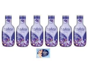 6x Malizia - Bagno Schiuma, Petali di Iris - Bath Foam Bagnoschiuma 1000ml + 1 Confezione di Talco Felce Azzurra in omaggio, Busta da 100g