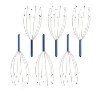 6x Massaggiatore Testa, 12 Bracci con Palline per Spazzola Antistress, per Massaggi al Cuoio Capelluto, Metallo, Blu