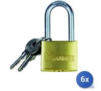 6x Maurer Lucchetto In Ottone Tipo Pesante Arco Medio 2 Chiavi Mm 40