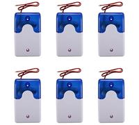 6X Mini sirena di avvertimento stroboscopica cablata Dc 12V allarme sonoro luce lampeggiante corno 115Db blu