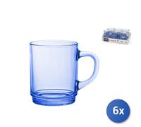 6x Mug in pasta di vetro azzurro rosa cl 26