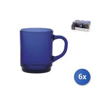 6x Mug in pasta di vetro colore blu cl 26