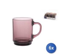 6x Mug in pasta di vetro colore viola cl 26