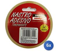 6x Nastro Adesivo Trasparente Altezza 4,5 Cm.X50 Mt. Sonda