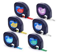 6x Nastro Dymo 12mm x 4m, Plastica Nastro per Etichette 91201/91202/91203/91204/91205/12267, Compatibile di Ricambio per Dymo LT-100H LT-100T LT100-H LT-110T QX-50 XM XR 2000