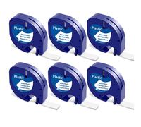 6x Nastro per Etichette MarkField Compatibile con Dymo LetraTag 12 12 mm X 4 m 6