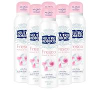 6x Neutro Roberts Deodorante Spray Fresco Monoi e Fresia Efficace 48h Senza Sali di Aluminio - 6 Flaconi da 150ml