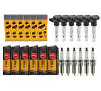 6x NGK Bobina Accensione + 6x Candela V-Line Adatto per Porsche 911 Cabriolet
