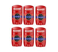 6x Old Spice Captain deodorante solido stick per uomo 6x50 ml