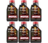 6x Olio Motore Motul 8100 X Clean Efe 5w30 Acea C2 / C3 100% Sintetico
