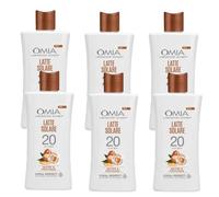 6X Omia, Latte Solare Protettivo Nutre SP20 Viso e Corpo Protegge con Olio di Argan del SPF Marocco 20, Protezione Solare Media, Dermatologicamente Testato,6 Flaconi da 200 ml