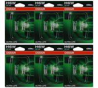 6X OSRAM H6W 12V 6W BAX9S ULTRA LIFE Set Kit 2 Pezzi Lampadina