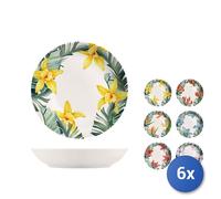 6x Piatti Fondi Exotic Assortito diametro da Cm 21 H&H
