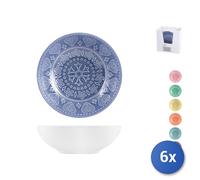 6x Piatti fondi H&H Karma In Stoneware Colori Assortiti, Ø 18 Cm