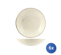 6x Piatti fondi H&H Reactive In Stoneware, Ø 22 Cm, Ivory