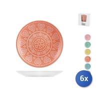 6x Piatti Frutta H&H Karma In Stoneware Colori Assortiti, Ø19,5 Cm