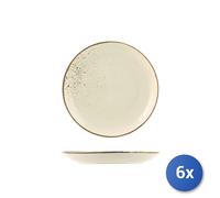 6x Piatti Frutta H&H Reactive In Stoneware, Ø 20,5 Cm, Ivory