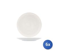 6x Piatti Frutta H&H Vortex Bianco In Stoneware Cm20,5
