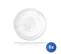 6x Piatti H&H Alabastro Bianco Piani 27,5 Vetro