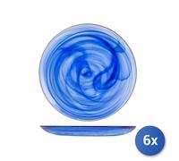 6x Piatti H&H Alabastro Cobalto Piani 27,5 Vetro